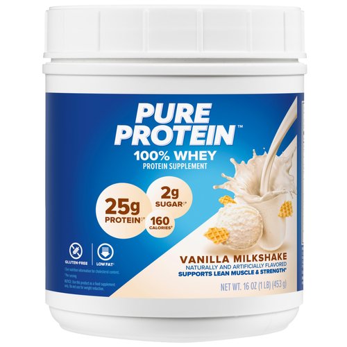Pure Protein Powder - Whey, High Protein, Low Sugar, Gluten-Free, Vanilla Cream Flavor - 1 lb (Pa...