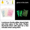 Noctilucent Face Gems, 12Pcs Luminous Face Jewels Rhinestones Stickers and 15g Chunky Glitter Glow in The Dark for Face Eye Glow Make up Festival Dress-up Face Jewelry Rave Accessories Party Supplies
