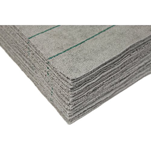 CleanAide Silver Cleaning Microfiber Towels Edgeless Cut Green Stripe 16 X 16 in 12 Pack