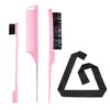 4 Pieces Hair Styling Comb Set Pink - Edges Control Brush, Bristle Teasing Brush, Rat Tail Comb, Wrap Wig Grip Band - Edge Back Combing Brushing Slicking - Women Girls Stylist Baby Beauty Accessories