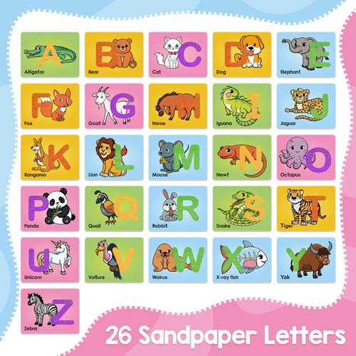 Broytain Sandpaper Letters Cards for Toddlers 3+,Word Games,Speech Therapy Toys for 3 4 5,Sensory Products, Educational Flash Cards,Learn Animals and Others
