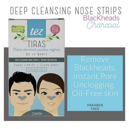 TEZ Deep Cleansing Nose Strip, Remove Blackheads, Clean Pores, Paraben Free, Botanical Extracts, Green Tea and Charcoal (Charcoal, 18)