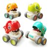KANG DI LA Dinosaur Car Toys for Toddlers 1-3, Press and Go Racing Cars Set, Baby Toys 18 Months, Whistle Vehicles for 1 Year Old Boys Girls, Baby Christmas Birthday Gifts