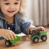 WoodenEdu Wooden Tractor Toys for Toddlers 1-3, Baby Vehicle Toys Hand Push Car Toys for 1 2 3 Year Old Boys Girls (Green)
