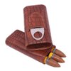 AMANCY 3 Holder Elegant Vintage Style Crocodile Pattern Leather Cigar Case with Cedar Wood Lined,including Cigar Cutter