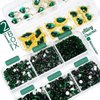 24pcs Green Luxury Nail Charms +2000pcs Emerald Green Rhinestones 3D Big Nail Gems Glass Nail Crystals Diamonds Jewelry Stones Alloy Nail Art Studs Decor Supplies Heart Charms for Arylic Nails Crafts