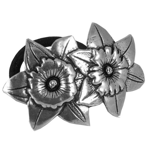 Ponytail Holder, Hair Accessory, Women's Hair Tie, Daffodil Design, Handcrafted in the USA by Oberon Design