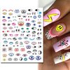 IDDFEVE 12 Sheets Abstract Smiling Face & Evil Eye Nail Art Stickers, 3D Funny Nail Decals Self-Adhesive Designs