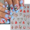5D Halloween Nail Art Sticker Embossed Horror Ghost Nail Decals Flame Skull Self-Adhesive Nail Sticker Spider Web Bat Evil Eye Nail Design Stickers Scary Skeleton Devil Nail Supplies for Women 8Sheets