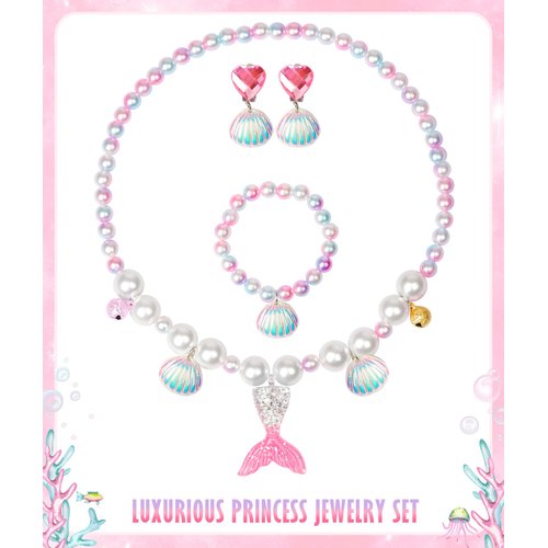 DOLNOW Princess Dress up for Little Girls, Mermaid Princess Cape Girls Sequins Princess Cloak for 3-6 Years Girls Gift Toys