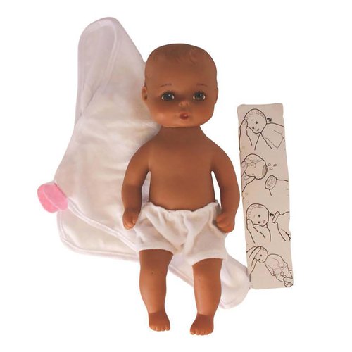 Baby's First 11" African American Bathtime Baby Softina with Bath Towel and Feel So Real Skin - Safe for Children 1 Year & Up