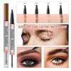 （2 Pcs）2-in-1 Microblading Eyebrow Pen With 4-Fork-Tip Brow Pen + Sealing Brow Gel, Eyebrow Makeup Pen for Natural Hair-Like Brows, Waterproof Eyebrow Pencils, Last All-Day (Dark brown)