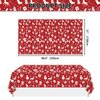 QUERICKY Christmas Tablecloths for Rectangle Table, 87x51'' Santa Claus Snowman Reindeer Snowflake Xmas Plastic Disposable Table Cover for Christmas Party Winter Events Decorations, Red, 12 Pack