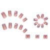 ANDGING Light Pink Press on Nails Coffin Short Medium Ombre Glue on Nails with Bling Glitter Butterfly Rhinestone Design Fake Nails for Wedding Acrylic False Nails Manicure Stick on Nail with Glue