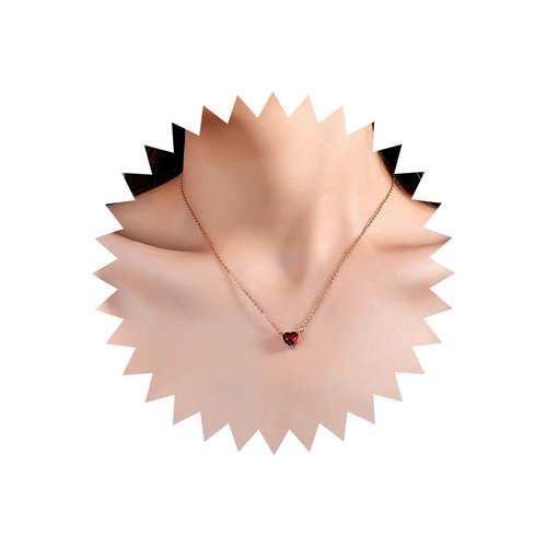 TseanYi Ruby Crystal Heart Necklace Love Heart Pendant Choker Necklace Red Heart Gem Necklace Ruby Love Neckalce Minimalist Gold Chain Necklace Chain