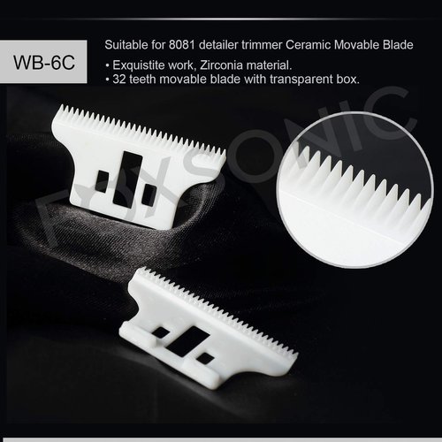 FOXSONIC 2pcs Replacement Ceramic Blades #2215 T-Wide Adjustable Trimmer Blade set for 8081 WAHL Detailer T-WIDE Trimmer Blade