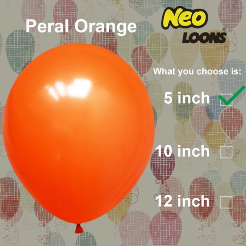 Neo LOONS 5" Pearl Orange Premium Latex Balloons Great for Kids, Weddings, Adult Birthdays, Receptions, Baby Showers, Water Fights, or Any Celebration, Pack of 100 Pcs