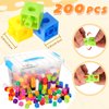 Jenaai 200 Pcs Math Cubes with Storage Container Counting Blocks Linking Cubes Connecting Cubes Math Manipulatives Educational Toy for Kids Age 4-8 Kindergarten STEM Activities Preschool(Blue)