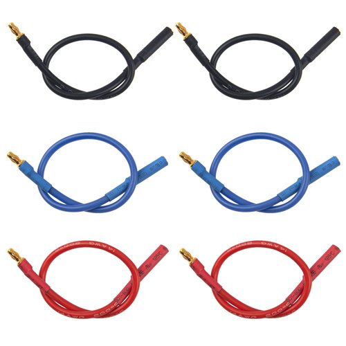 Share Goo 6Pack 7.87" 14AWG 3.5mm Gold Bullet Connector 3.5 Banana Plug Extension Cable Male Female Wire for RC Car Boat Brushless Motor ESC