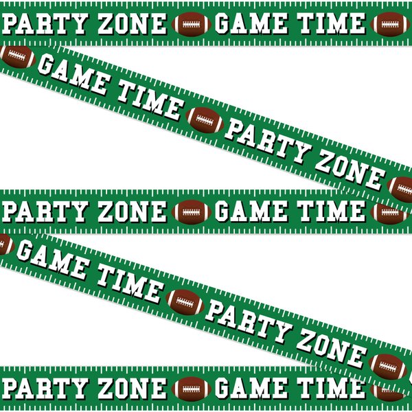 Football Party Banner | (2 Pcs) 8” Inch Tall X 25’ Feet Long | Football Banner Tape Decoration | Football Game Time, Party Zone Plastic Banner Tape | Football Party Tailgate Decorations | By Anapoliz