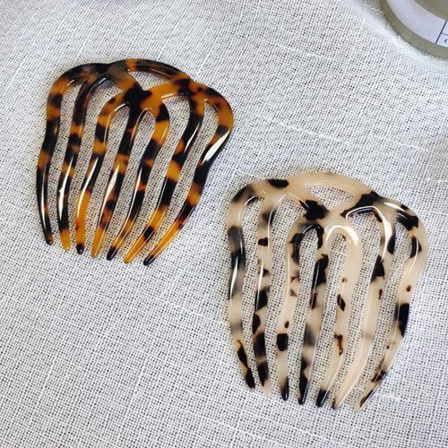 Guojiang French Twist Hair Side Comb Hollow Out Wavy 7 Teeth Acetate Tortoise Hairpin Hair Pins For Buns Blonde