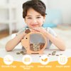 Summidate Wooden Piggy Bank for Kids, Cute Money Bank for Boys and Girls, Unbreakable Wood Coin Bank, Creative Saving Money Jar Personalized Present for Child Birthday Christmas & Decor