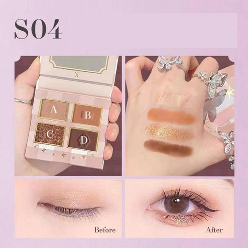 YMH BEAUTE VIOLET FAIRY 4 Color Nude Eyeshadow Palette, High Pigment Matte Shimmer Pink Brown Eye Shadow, Vegan & Cruelty-Free, Warm Natural(003)