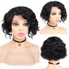 WIGER Short Lace Front Wigs Human Hair for Women Short Curly Bob Wig Black Wavy Lace Wig Black Pixie Cut Wig Brazilian Virgin Human Hair Curly Wigs 180% Density Side Part