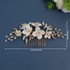 Soulshow New Soft Material Polymer Clay White Flower Wedding Hair Accessories Handmade Pearl Gold Wedding Hair Comb Bridal Hair Accessories
