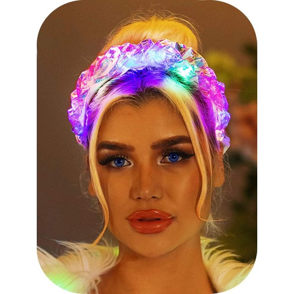 CAKURE Light Up Headband Flash Glowing Hair Band Headbands Laser Hair Hoop for Nightclub Party Costume Headwear Decoration Hair Accessories for Women and Girls