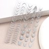 3D Glitter Silver French Nail Stickers for Women Nail Design Reflective French Nails Stickers Heart Butterfly Star Nail Stickers Wave Stripe Nail Art Stickers Swirl Lines Nail Decals Nail Supplies