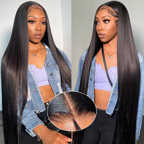 JIETAI 20 Inch Glueless Wigs Human Hair 6x5 Wear and Go Glueless Wigs 100% Remy Human Hair Straight HD Lace Frontal Wigs Pre Plucked Human Hair Wigs for Black Women