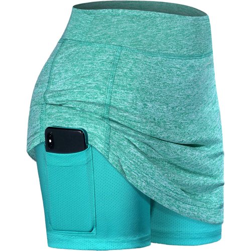 BLEVONH Womens Summer Tennis Skirts with Shorts Underneath, Pickleball, Athletic, Workout and Golf Skorts with Pockets Turquoise X-Small