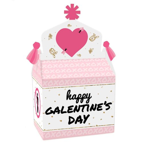 Big Dot of Happiness Be My Galentine - Treat Box Party Favors - Galentine’s and Valentine’s Day Party Goodie Gable Boxes - Set of 12