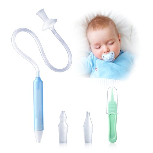 Nasal Aspirator for Baby, Nasal Congestion Relief Nose Cleaner with 2 Silicone Tips Green Nose Cleaning Tweezer for Babies Infants Toddlers Boys Girls (No Hygiene Filter Required)