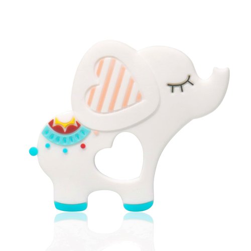 ToiyBosm Teething Toys for Babies 3m+，Silicone Teethers for Babies 3-12 Months，Elephant Baby Teething Toys，personalized baby teether，Sensory Toys，Baby Chew Toys，Toddler Infant Newborn Baby Gift(white)
