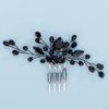 Teyglen Wedding Black Crystal Hair Comb Black Rhinestone Headpiece Bridal Black Hair Piece Wedding Hair Accessories for Women Girls Party Prom Festival