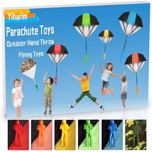 Yihurlm 6Pcs Parachute Toy,Parachute Toys for Kids,Outdoor Children's Flying Toys,Tangle Free Throwing Toy Parachute Gifts for 3 4 5 6 7 8 9 10 Year Old Boys Girls,No Assembly Required