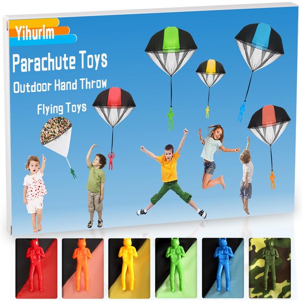Yihurlm 6Pcs Parachute Toy,Parachute Toys for Kids,Outdoor Children's Flying Toys,Tangle Free Throwing Toy Parachute Gifts for 3 4 5 6 7 8 9 10 Year Old Boys Girls,No Assembly Required