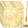 100 Sheets Gold Foil Paper Art Gold Foil Sheets Gilding Brush Thin Gold Leaf Sheets Gold Foil Paper Craft for Arts Painting Gilding Crafting Decoration, 5.5 x 5.5 Inches