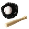 LOGOFUN Miniatures Sports Baseball Kits Mini Baseball Bat Toy Miniature Baseball Bat Glove and Ball for Dollhouse Accessories - 2.87X0.47X0.47in