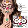 8 Sheet Day of the Dead Face Tattoos, Realistic Face Halloween Temporary Tattoo Stickers for Festival Makeup Rave Accessories, Halloween Face Tattoos for Halloween Cosplay