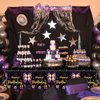 QUERICKY 4 Pack Black and Purple Happy Birthday Tablecloths, 51x87'' Plastic Disposable Rectangle Purple Gold Birthday Party Table Covers for Women Girls Birthday Party Decorations Supplies