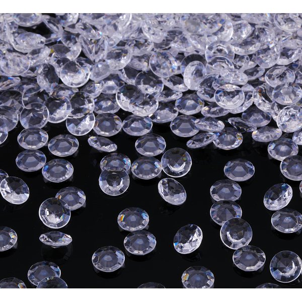 Gajozon 1200pcs 0.39inches Acrylic Diamonds Crystals Acrylic Gems Wedding Table Scatter Gemstones Christmas Party Decorations Bridal Shower Vase Fillers (0.39 inches, Transparent)
