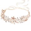 Coucoland Flower Girl Fairy Headpiece - Rose Gold Leaf Girls Toddler Crown Hair Piece Vine Prom Bridal Wedding Accessories Crystal Tiara for Women