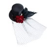 LEORX Small Top Hat Black Veil Hair Clip Flower Decor Top Hat Hair Accessories for Masquerade and Halloween