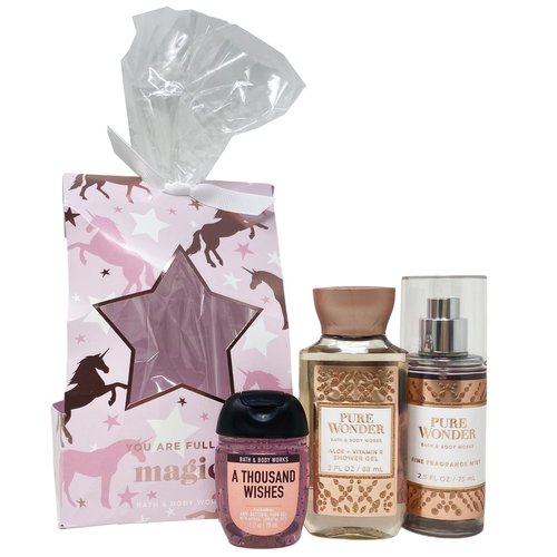 Generic Bath and Body Work PURE WONDER You Are Full of Magic 3 Piece Travel Size Gift Bag - Fragrance Mist - Shower Gel - Hand Gel, Pink