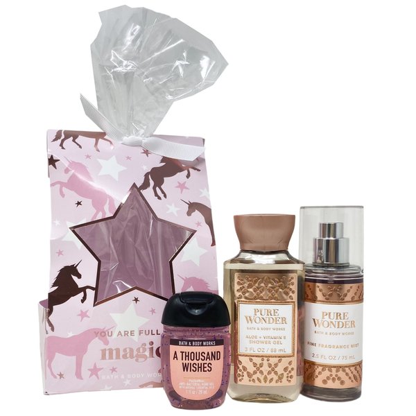 Generic Bath and Body Work PURE WONDER You Are Full of Magic 3 Piece Travel Size Gift Bag - Fragrance Mist - Shower Gel - Hand Gel, Pink