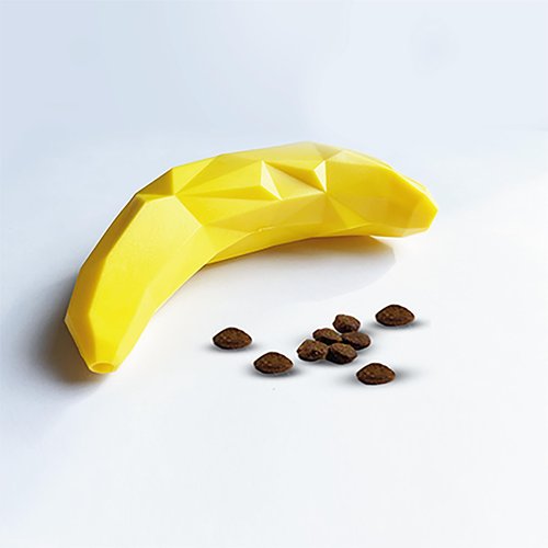 Thilife Interactive Dog Treat Dispenser Toy for Aggressive chewers, Boredom Relief, Enrichment and Brain Stimulation | Cleans Teeth for Dogs, Puppies and Cats | Indestructible, Durable (Banana)