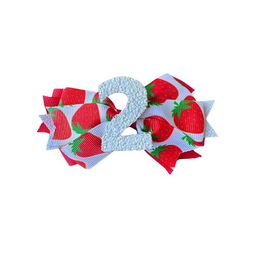Girls 2nd Birthday Strawberry Two Sweet Hair Bow - by Inspired Bows